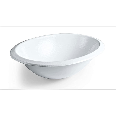 Hand Hammered Aluminum 17 inch Oval Drop In Bathroom Sink - White
